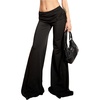 image:imageMakeMeChic Womens Y2k Wide Leg Ruched Foldover Drawstring Pants Low Waist Palazzo Trousers