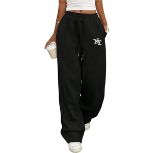 image:imageMakeMeChic Womens Grey Sweatpants Wide Leg Baggy Sweatpants with PocketsBlack