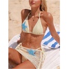 image:imageMAKEMECHIC Womens 3 Piece Bathing Suits Starfish Crochet Triangle Halter Ruched Bikini Set with Cover Up SkirtApricot