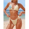 image:imageMAKEMECHIC Womens 3 Piece Bathing Suits Starfish Crochet Triangle Halter Ruched Bikini Set with Cover Up SkirtApricot