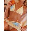 image:imageMAKEMECHIC Womens 3 Piece Bathing Suits Starfish Crochet Triangle Halter Ruched Bikini Set with Cover Up SkirtApricot