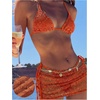 image:imageMakeMeChic Womens 3 Piece Crochet Bikini Sets Halter Triangle Summer Bathing Suit with Cover Up Skirt SwimsuitsOrange