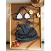 image:imageMakeMeChic Womens 3 Piece Crochet Bikini Sets Halter Triangle Summer Bathing Suit with Cover Up Skirt SwimsuitsRoyal Blue