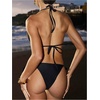 image:imageMakeMeChic Womens 3 Piece Swimsuits Halter Triangle Metal Ring Tie Back Bikini Sets with Cover UpBlack