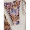 image:imageMakeMeChic Womens 3 Piece Zebra Cheetah Bikini Sets Polka Dots Strapless Bathing Suit with Swimsuit CoverupAnimal Print