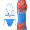 image:imageMakeMeChic Womens 3 Piece Zebra Cheetah Bikini Sets Polka Dots Strapless Bathing Suit with Swimsuit CoverupBlue Red