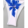 image:imageMakeMeChic Womens 3 Piece Zebra Cheetah Bikini Sets Polka Dots Strapless Bathing Suit with Swimsuit CoverupFlower Blue White