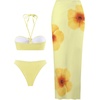 image:imageMakeMeChic Womens 3 Piece Zebra Cheetah Bikini Sets Polka Dots Strapless Bathing Suit with Swimsuit CoverupHalter Yellow
