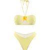 image:imageMakeMeChic Womens 3 Piece Zebra Cheetah Bikini Sets Polka Dots Strapless Bathing Suit with Swimsuit CoverupHalter Yellow
