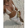 image:imageMakeMeChic Womens 3 Piece Zebra Cheetah Bikini Sets Polka Dots Strapless Bathing Suit with Swimsuit CoverupLace White