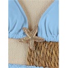 image:imageMakeMeChic Womens 3 Piece Zebra Cheetah Bikini Sets Polka Dots Strapless Bathing Suit with Swimsuit CoverupLight Blue