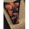 image:imageMakeMeChic Womens 3 Piece Zebra Cheetah Bikini Sets Polka Dots Strapless Bathing Suit with Swimsuit CoverupOrange Black