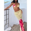 image:imageMakeMeChic Womens 3 Piece Zebra Cheetah Bikini Sets Polka Dots Strapless Bathing Suit with Swimsuit CoverupYellow