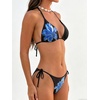 image:imageMakeMeChic Womens Polka Dots Triangle Thong Bikini Sets Floral Cute Bathing Suit SwimsuitsBlack Blue Flower