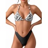 image:imageMakeMeChic Womens Polka Dots Triangle Thong Bikini Sets Floral Cute Bathing Suit SwimsuitsBlack and White