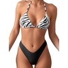 image:imageMakeMeChic Womens Polka Dots Triangle Thong Bikini Sets Floral Cute Bathing Suit SwimsuitsBlack and White