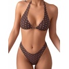 image:imageMakeMeChic Womens Polka Dots Triangle Thong Bikini Sets Floral Cute Bathing Suit SwimsuitsBrown Yellow Dots