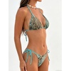 image:imageMakeMeChic Womens Polka Dots Triangle Thong Bikini Sets Floral Cute Bathing Suit SwimsuitsGreen