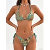 image:imageMakeMeChic Womens Polka Dots Triangle Thong Bikini Sets Floral Cute Bathing Suit SwimsuitsLeopard Green