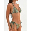 image:imageMakeMeChic Womens Polka Dots Triangle Thong Bikini Sets Floral Cute Bathing Suit SwimsuitsLeopard Green