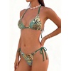 image:imageMakeMeChic Womens Polka Dots Triangle Thong Bikini Sets Floral Cute Bathing Suit SwimsuitsLeopard Green