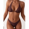 image:imageMakeMeChic Womens Polka Dots Triangle Thong Bikini Sets Floral Cute Bathing Suit SwimsuitsMulticolor Dots