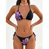 image:imageMakeMeChic Womens Polka Dots Triangle Thong Bikini Sets Floral Cute Bathing Suit SwimsuitsPurple Flower