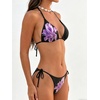 image:imageMakeMeChic Womens Polka Dots Triangle Thong Bikini Sets Floral Cute Bathing Suit SwimsuitsPurple Flower