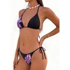 image:imageMakeMeChic Womens Polka Dots Triangle Thong Bikini Sets Floral Cute Bathing Suit SwimsuitsPurple Flower