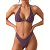 image:imageMakeMeChic Womens Polka Dots Triangle Thong Bikini Sets Floral Cute Bathing Suit SwimsuitsPurple Pink