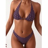 image:imageMakeMeChic Womens Polka Dots Triangle Thong Bikini Sets Floral Cute Bathing Suit SwimsuitsPurple Pink