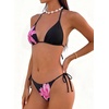 image:imageMakeMeChic Womens Polka Dots Triangle Thong Bikini Sets Floral Cute Bathing Suit SwimsuitsRed Flower Black