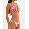 image:imageMakeMeChic Womens Polka Dots Triangle Thong Bikini Sets Floral Cute Bathing Suit SwimsuitsSolid Pink Flower