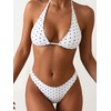 image:imageMakeMeChic Womens Polka Dots Triangle Thong Bikini Sets Floral Cute Bathing Suit SwimsuitsWhite Polka Dots