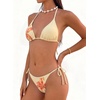 image:imageMakeMeChic Womens Polka Dots Triangle Thong Bikini Sets Floral Cute Bathing Suit SwimsuitsYellow Flower