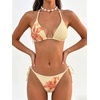 image:imageMakeMeChic Womens Polka Dots Triangle Thong Bikini Sets Floral Cute Bathing Suit SwimsuitsYellow Flower