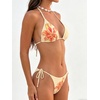 image:imageMakeMeChic Womens Polka Dots Triangle Thong Bikini Sets Floral Cute Bathing Suit SwimsuitsYellow Flower