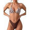 image:imageMakeMeChic Womens Polka Dots Triangle Thong Bikini Sets Floral Cute Bathing Suit SwimsuitsZebra Brown