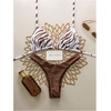 image:imageMakeMeChic Womens Polka Dots Triangle Thong Bikini Sets Floral Cute Bathing Suit SwimsuitsZebra Brown