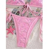 image:imageMakeMeChic Womens Sexy String Sequin Bikini Sets Triangle Halter Swimsuits Cheeky Summer Bathing SuitsPink