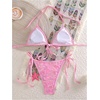 image:imageMakeMeChic Womens Sexy String Sequin Bikini Sets Triangle Halter Swimsuits Cheeky Summer Bathing SuitsPink