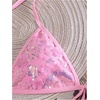 image:imageMakeMeChic Womens Sexy String Sequin Bikini Sets Triangle Halter Swimsuits Cheeky Summer Bathing SuitsPink