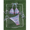image:imageMakeMeChic Womens Striped Triangle Thong Micro Bikini Sets Halter Swimsuits Bathing SuitBlue Pink