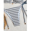 image:imageMakeMeChic Womens Striped Triangle Thong Micro Bikini Sets Halter Swimsuits Bathing SuitLight Grey
