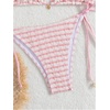 image:imageMakeMeChic Womens Striped Triangle Thong Micro Bikini Sets Halter Swimsuits Bathing SuitLight Pink