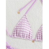 image:imageMakeMeChic Womens Striped Triangle Thong Micro Bikini Sets Halter Swimsuits Bathing SuitMauve Purple