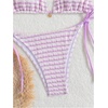 image:imageMakeMeChic Womens Striped Triangle Thong Micro Bikini Sets Halter Swimsuits Bathing SuitMauve Purple
