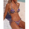 image:imageMakeMeChic Womens Striped Triangle Thong Micro Bikini Sets Halter Swimsuits Bathing SuitMulticolor