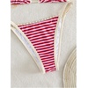 image:imageMakeMeChic Womens Striped Triangle Thong Micro Bikini Sets Halter Swimsuits Bathing SuitRed Pink