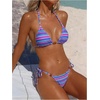 image:imageMakeMeChic Womens Striped Triangle Thong Micro Bikini Sets Halter Swimsuits Bathing SuitRoyal Blue